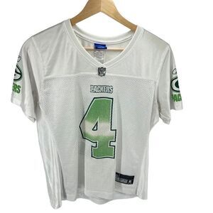 NFL Womens Brett Favre #4 Green Bay Packers Jersey Football White Green Medium